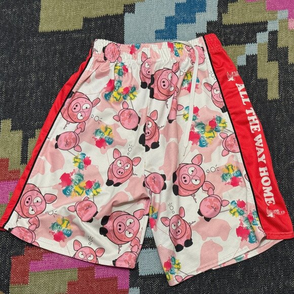 Flow Society Lacrosse Shorts, Pig Print Pink/Red Multi, Youth Large - Picture 1 of 14